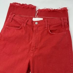 Mother Superior The Hustler Ankle Fray Jeans Mars Red Women's Size 30